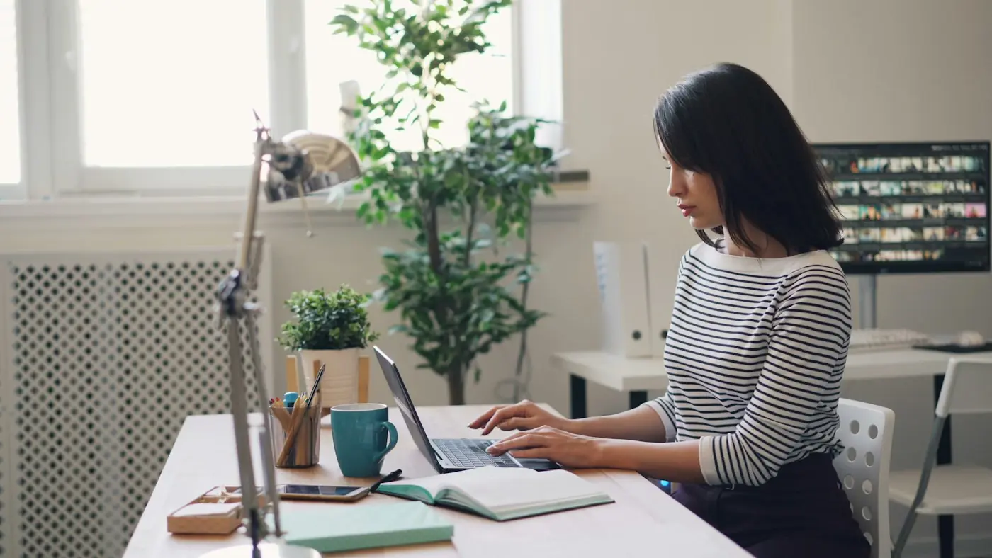Assistant working from a calm home office
