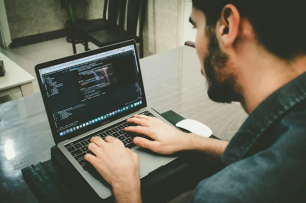 Offshore web developer at work