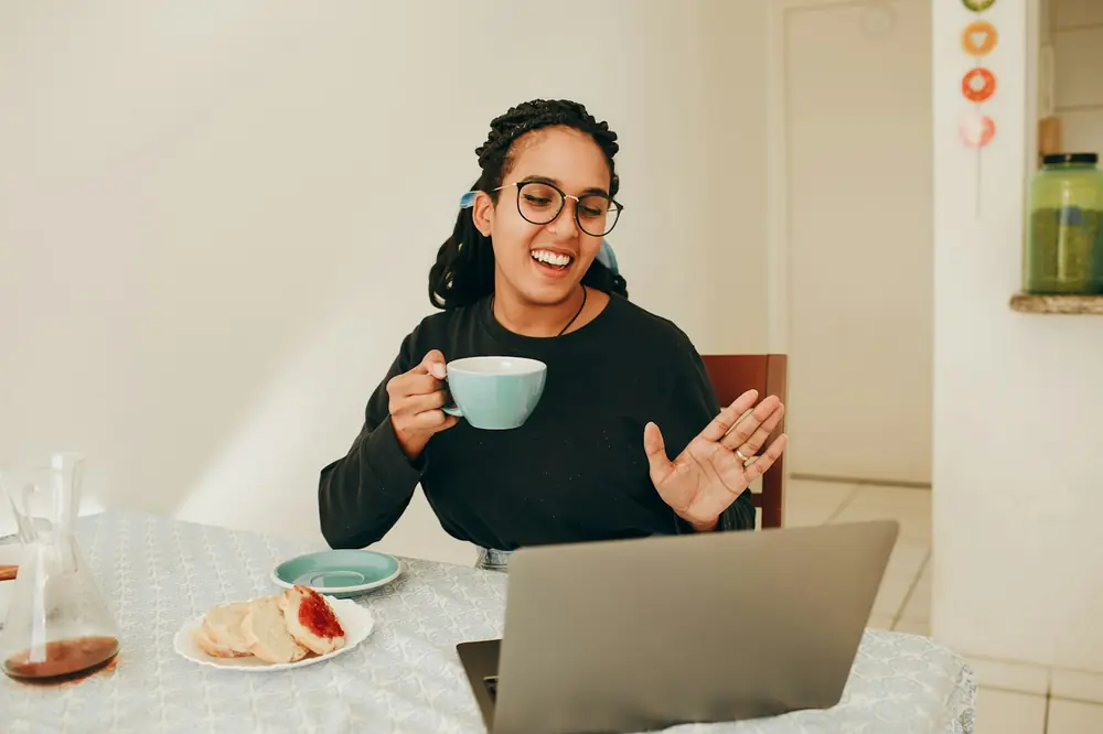 Offshore team member on a video call with colleagues